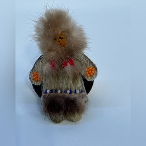 Handmade Alaska Native pin/ornament doll with seal fur (A-54/A-75/A-76)